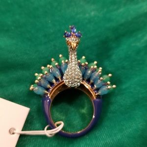 NWT Kate Spade Full Plume Peacock Ring sz 8